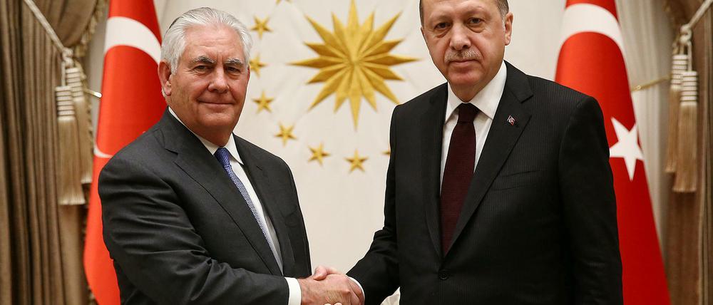 US-Außenminister Rex Tillerson traf am Donnerstag den türkischen Präsidenten Recep Tayyip Erdogan.