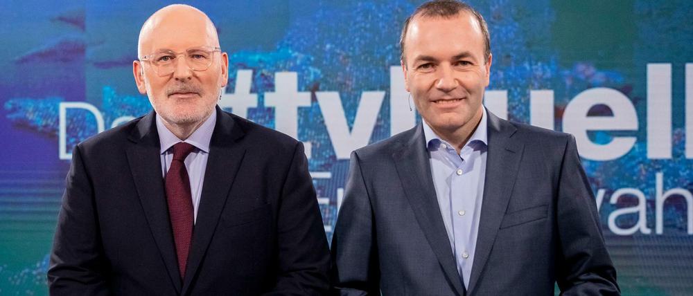 Die beiden Europawahl-Spitzenkandidaten Frans Timmermans (links) und Manfred Weber.