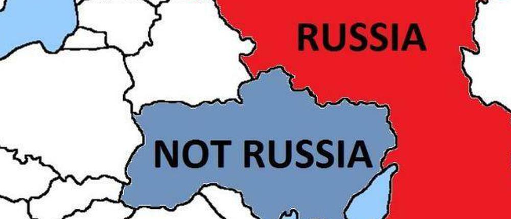 Wegweiser. Die kanadische Nato- Delegation hat eine Landkarte getwittert, auf der das Gebiet der Ukraine als „Nicht Russland“ gekennzeichnet ist.