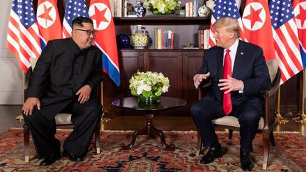 U.S.-Präsident Donald Trump und Nordkoreas Machthaber Kim Jong Un am Dienstag in Singapur.