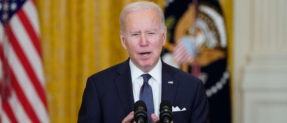 US-Präsident Joe Biden spricht im Weißen Haus über den Ukraine-Konflikt. 