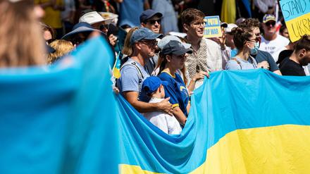 Protest gegen den russischen Angriff auf die Ukraine in Melbourne