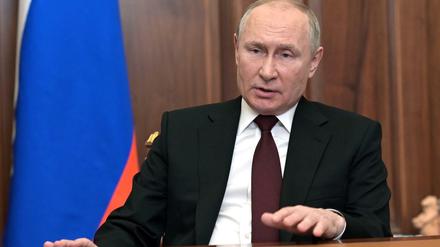 Russlands Präsident Wladimir Putin bei seiner Fernsehansprache