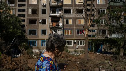 Ein zerstörtes Haus in Kostjantyniwka im Gebiet Donezk.