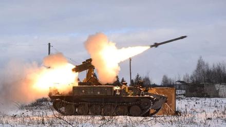 Die Ukraine bittet um Waffen zur Verteidigung gegen einen möglichen russischen Angriff. Panzer-Abwehr-Übung der ukrainischen Armee in der Region Wolhynien. 