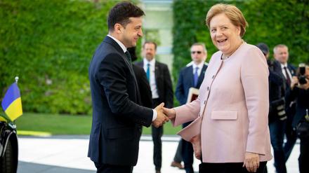 Angela Merkel empfing Wolodymyr Selenski.