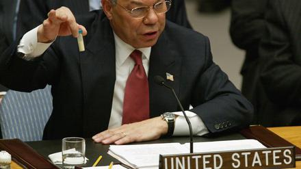 US-Außenminister Colin Powell am 5. Februar 2003 vor dem UN-Sicherheitsrat. 