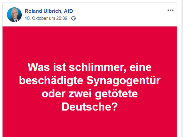 Bereits Ende vergangener Woche postete Roland Ulbricht diesen Beitrag auf seiner öffentlichen Facebookseite.