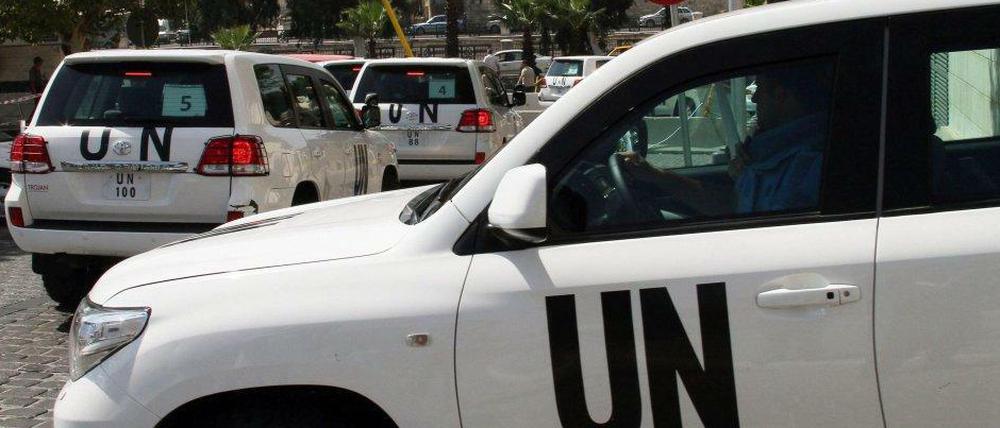 Konvoi der UN-Waffeninspektoren in Damaskus.