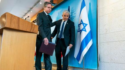 US-Außenminister Antony Blinken (l) und Yair Lapid, Außenminister von Israel, in Jerusalem.