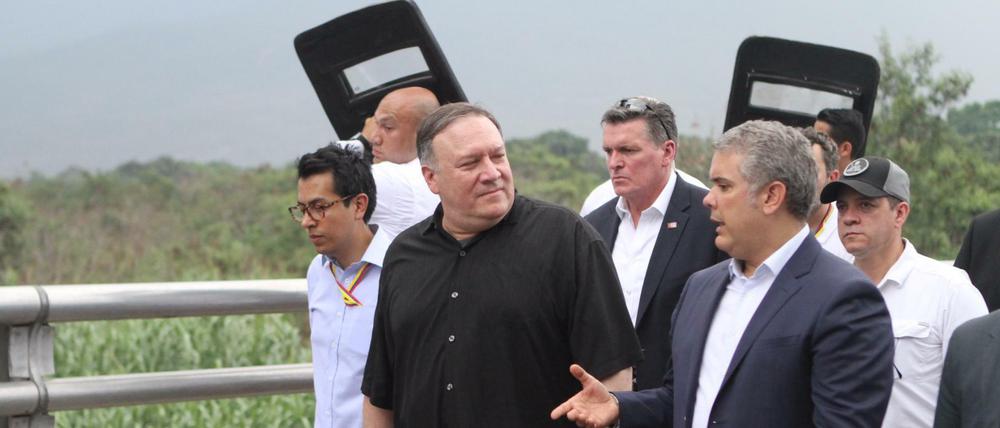 US-Außenminister Mike Pompeo mit dem kolumbianischen Präsidenten Ivan Duque an der Grenze zu Venezuela.