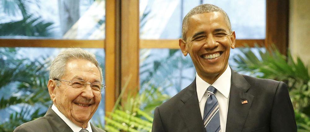 US-Präsident Barack Obama und Kubas Präsident Raul Castro am Montag in Havanna. 