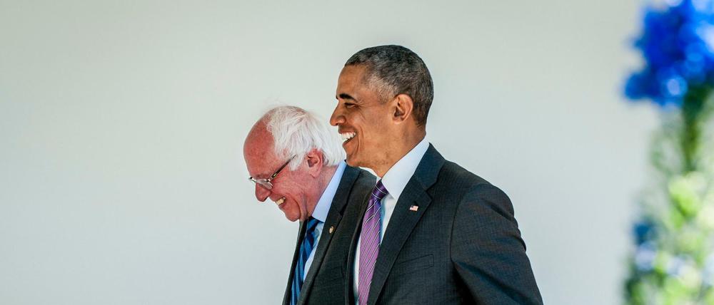 Freundschaftlicher Machtkampf: Bernie Sanders mit Barack Obama im Weißen Haus. 