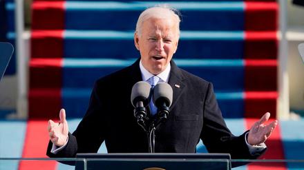 Joe Biden hält seine Rede zur Inauguration als 46. Präsidenten der Vereinigten Staaten.