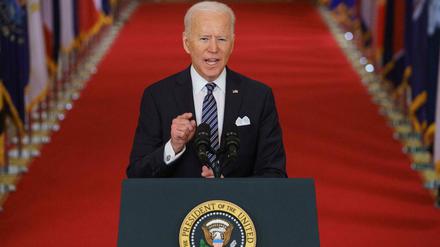 US-Präsident Joe Biden bei seiner TV-Ansprache im Weißen Haus. 