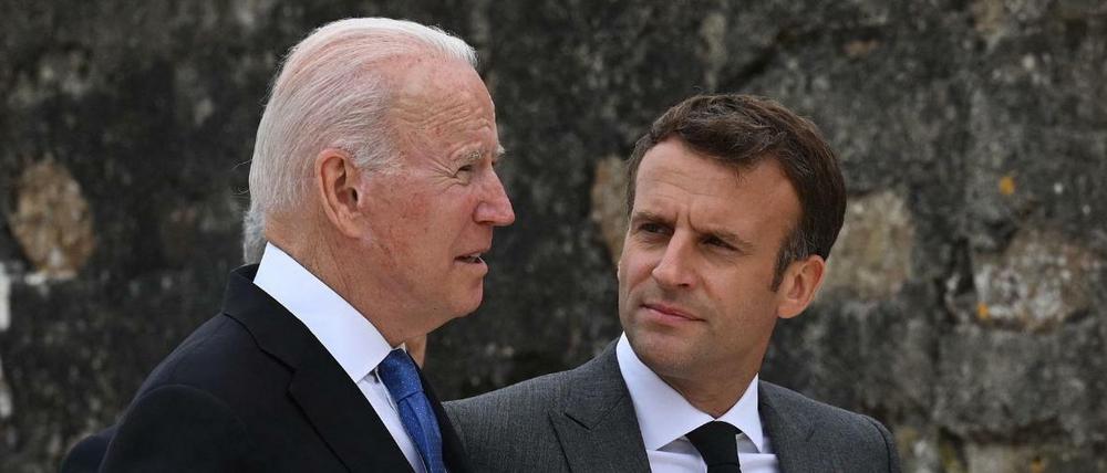 Beim G-7-Gipfel im Juni 2021 noch beste Partner: Die Präsidenten Joe Biden und Emmanuel Macron