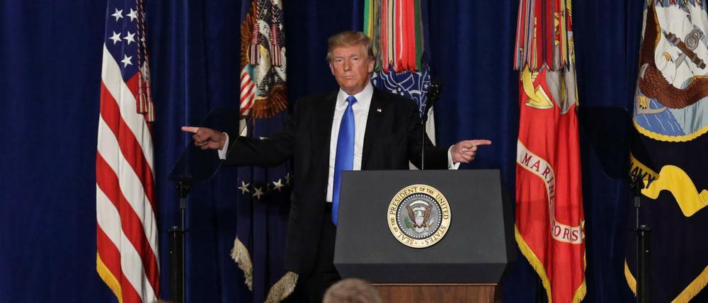 Vor Soldaten verkündet US-Präsident Trump seine Kehrtwende in der Afghanistanstrategie.
