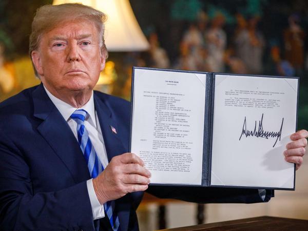 Der Ausstieg. Donald Trump kündigt am 8. Mai 2018 das Atomabkommen mit dem Iran auf.