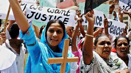 Christen gehen in Pakistan auf die Straße, um Anerkennung zu finden. Gerade sie würden besonders häufig verfolgt, beklagen die Kirchen.