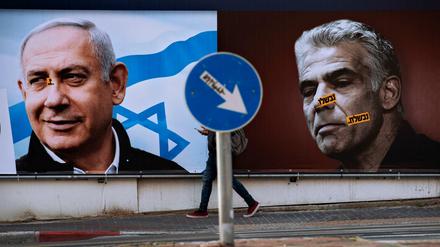 Der amtierende Ministerpräsident Israels, Benjamin Netanjahu (l), und sein Herausforderer, der Oppositionsführer Yair Lapid.