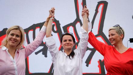 Gemeinsam. Swetlana Tichanowskaja (Mitte) Maria Kolesnikowa (li.) und Veronika Zepkalo stehen an der Spitze der Opposition gegen Lukaschenko. 