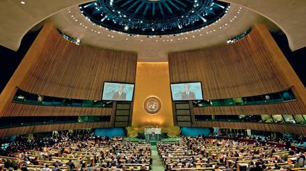 Im Plenarsaal der Generalversammlung der Vereinten Nationen in New York.
