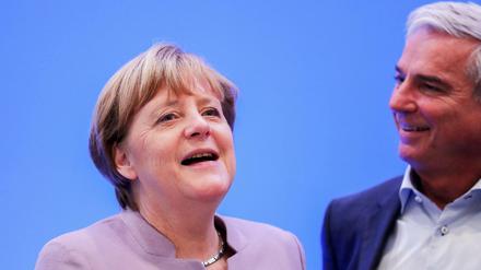 Die CDU-Vorsitzende Angela Merkel mit dem Chef der CDU Baden-Württemberg, Thomas Strobl
