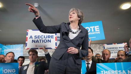 Die britische Premierministerin Theresa May bei einer Wahlkampfveranstaltung in Stoke.