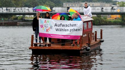 "Aufwachen: Wählen gehen": Die Kampagne der Stiftung SPI und des Landes Brandenburg sollte Jugendliche Erstwähler zum Abgeben ihrer Stimme motivieren.