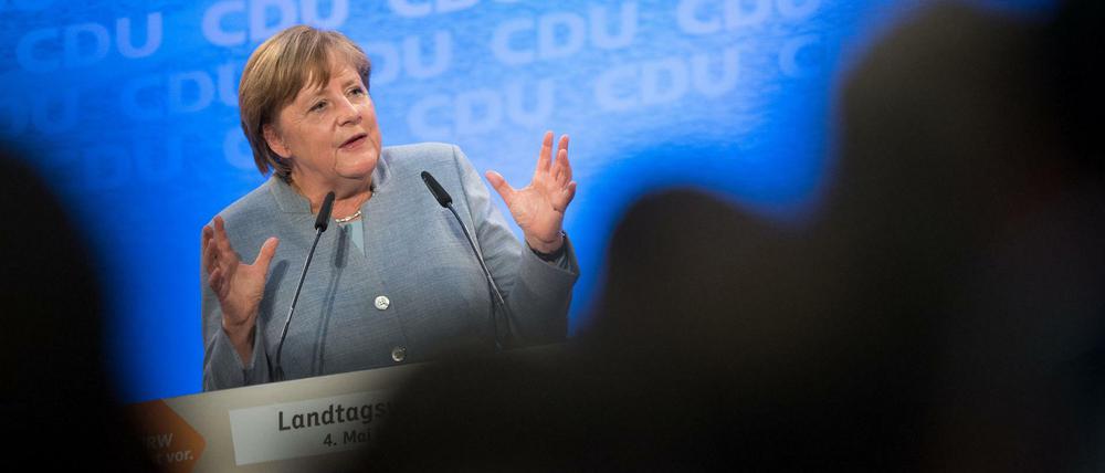 Angela Merkel bei einer CDU-Wahlkampfveranstaltung in Nordrhein-Westfalen. 