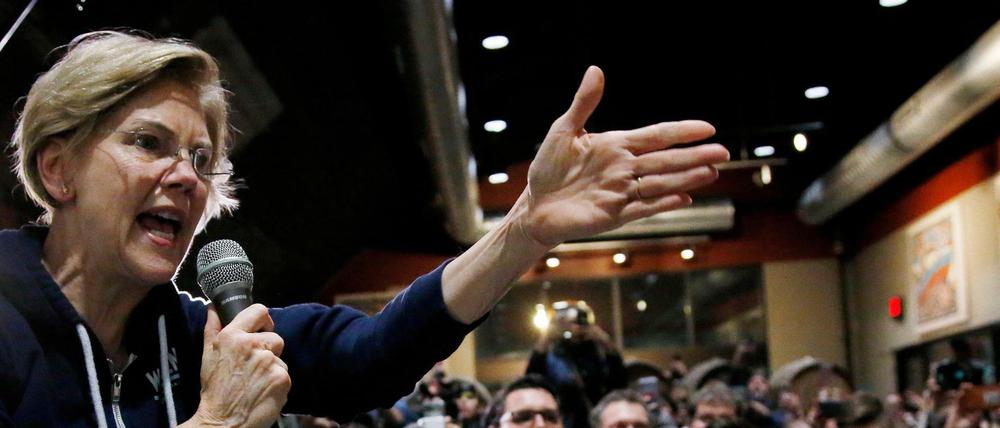 Elizabeth Warren, Senatorin für Massachusetts und demokratische Präsidentschaftskandidatin, spricht während einer Wahlkampfveranstaltung. 