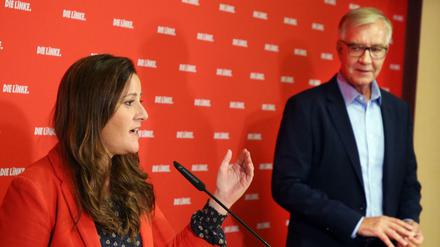 Das Spitzenduo der Linken, Parteichefin Janine Wissler und Fraktionschef Dietmar Bartsch. 