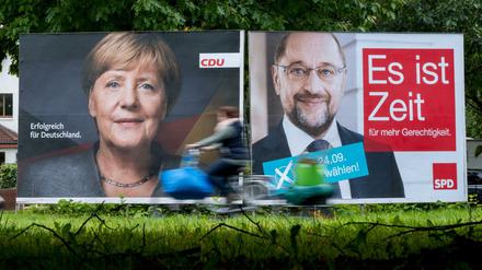 Die Kanzlerpräferenz der Befragten ist eindeutig pro Angela Merkel - nur 32 Prozent sähen Martin Schulz lieber als Kanzler.