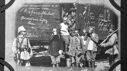 Reproduktion einer deutschen Postkarte aus dem ersten Weltkrieg.
