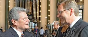 Präsidiale Debatte. Christian Wulff machte Integration zu seinem Thema. Was ist von Joachim Gauck zu erwarten? (Im Bild beide beim Gottesdienst im Rahmen der Bundespräsidentenwahl 2010.)