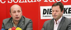 Der Linke-Landtagsabgeordnete Luthardt (links) - hier auf einer Archivaufnahme mit dem parlamentarischen Geschäftsführer der Linke-Fraktionandtag, Christian Görke.