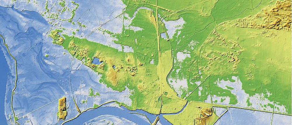 Luft und Wasser. Die neue Geländekarte zeigt Brandenburgs Flächen – hier die Elbauen bei Wittenberge in der Prignitz – mit einer Genauigkeit von 15 Zentimetern.