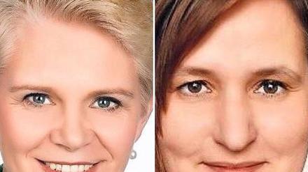 Saskia Ludwig (r., CDU) und Manja Schüle (SPD) wollen das Direktmandat im Potsdamer Wahlkreis zur Bundestagswahl 2017 holen.