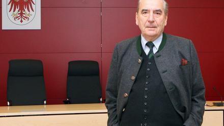 Der bayerische Unternehmer Peter Niedner am Dienstag im Verhandlungssaal des Oberlandesgerichts (OLG) Brandenburg.