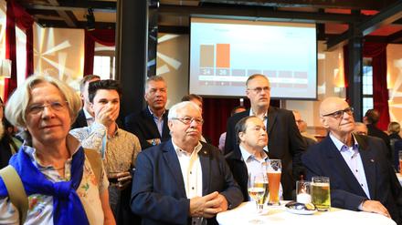 Schockmoment: Auch die CDU Brandenburg zeigte sich bei ihrer Wahlparty in Potsdam teils fassungslos über das Ergebnis.