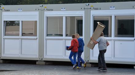 Zu wenig Platz, zu hoher Bedarf: Ein Container gilt als favorisierte Lösung für die fehlenden Hortplätze in der Waldstadt. Auf diesem Foto ist ein Provisorium aus Niedersachsen zu sehen.