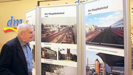 Insgesamt dokumentieren 53 Bilder auf 30 Tafeln in den Bahnhofspassagen die Veränderungen Potsdams seit 1944.