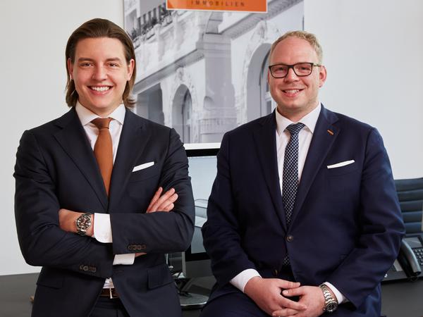 Phillip Carstens (l.) und Stefan Hamann (r.), geschäftsführende Gesellschafter der Potsdamer Immobilienfirma Dahler &amp; Company Potsdam.