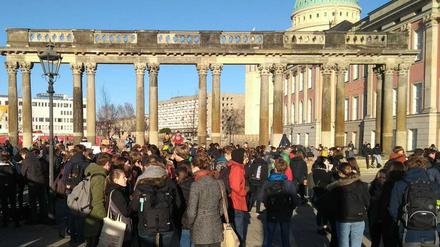 Schüler-Demonstration vor dem Landtag.