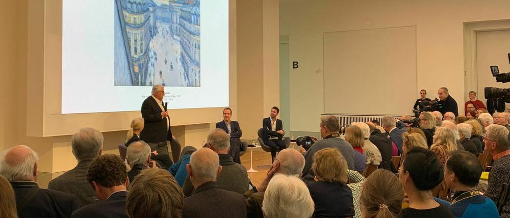 Hasso Plattner bei der Pressekonferenz am 20. Februar 2020 im Museum Barberini.