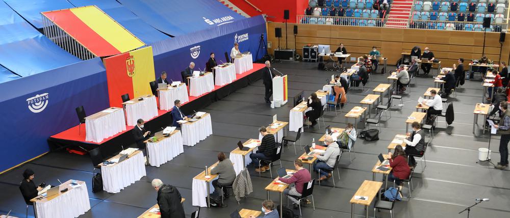 Die Stadtverordnetenversammlung fand wieder in der MBS-Arena im Sportpark Luftschiffhafen statt (Archivfoto).