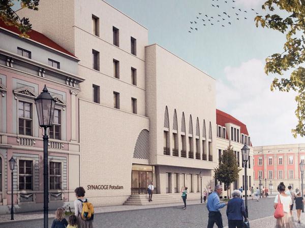 So soll die Synagoge mit Gemeindezentrum in der Schloßstraße aussehen.