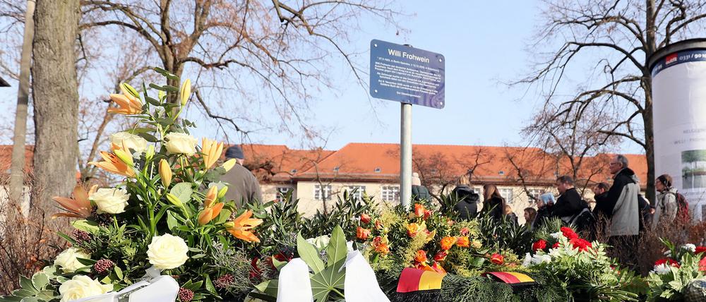 Am 27. Januar 2020, internationaler Tag des Gedenkens an die Opfer des Nationalsozialismus, auf dem Willi-Frohwein-Platz in Babelsberg.