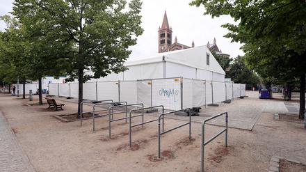 Das Zelt war bis 10. August Anlaufpunkt für Geflüchtete aus der Ukraine.