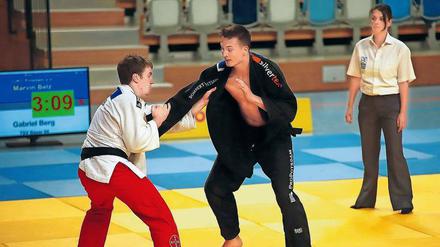 Potsdams Judo-Youngster, wie der frisch gebackene Deutsche U21-Meister Marvin Belz (r.), sammeln in der Bundesliga wertvolle Erfahrungen auf hohem Niveau.